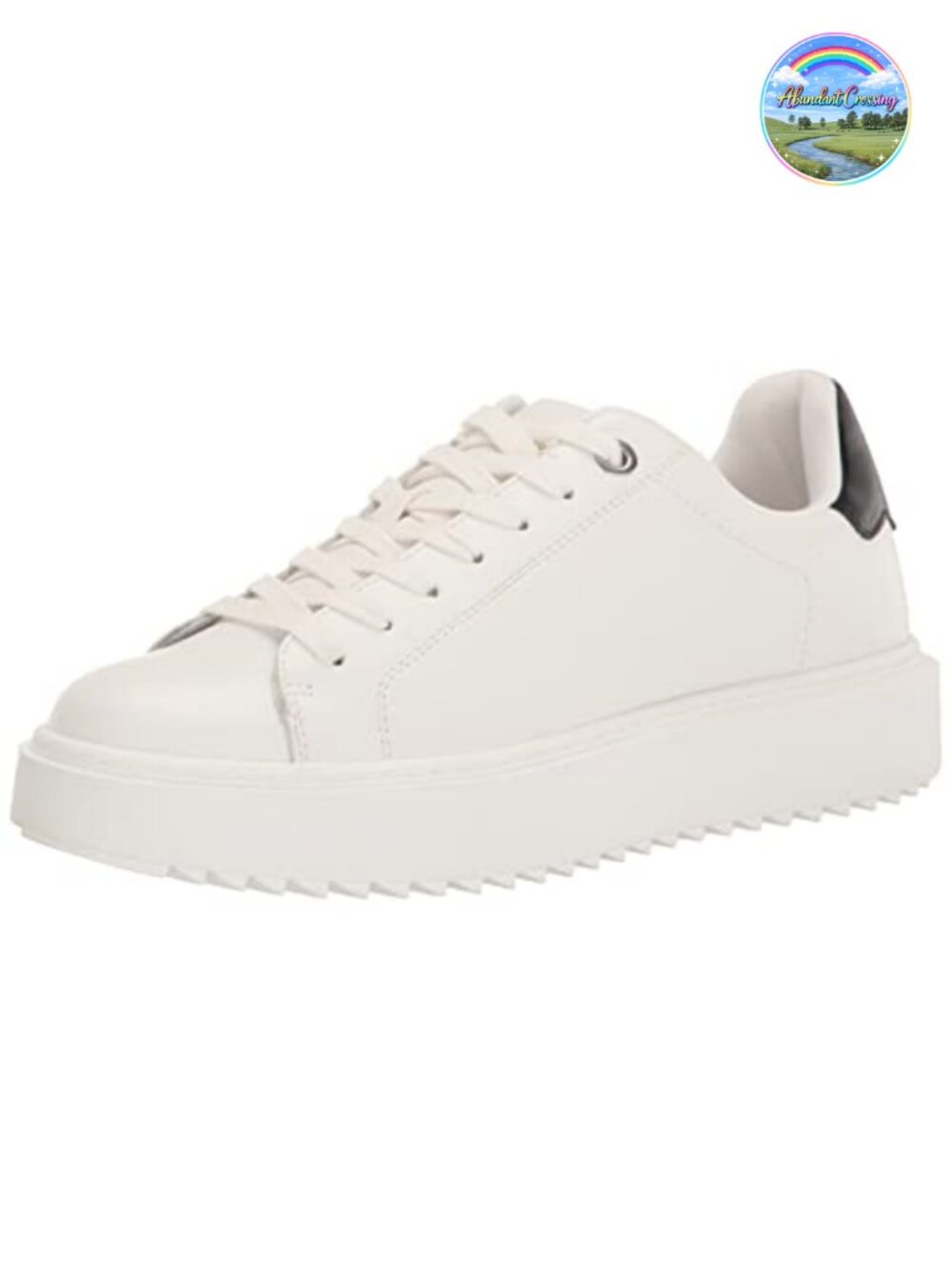 Faux Leather Platform Sneakers Lace-Up Walking Shoes